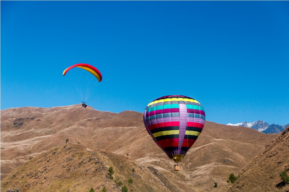 Hot air balloon paragliding Adventure At Mechuka Arunachal Pradesh India