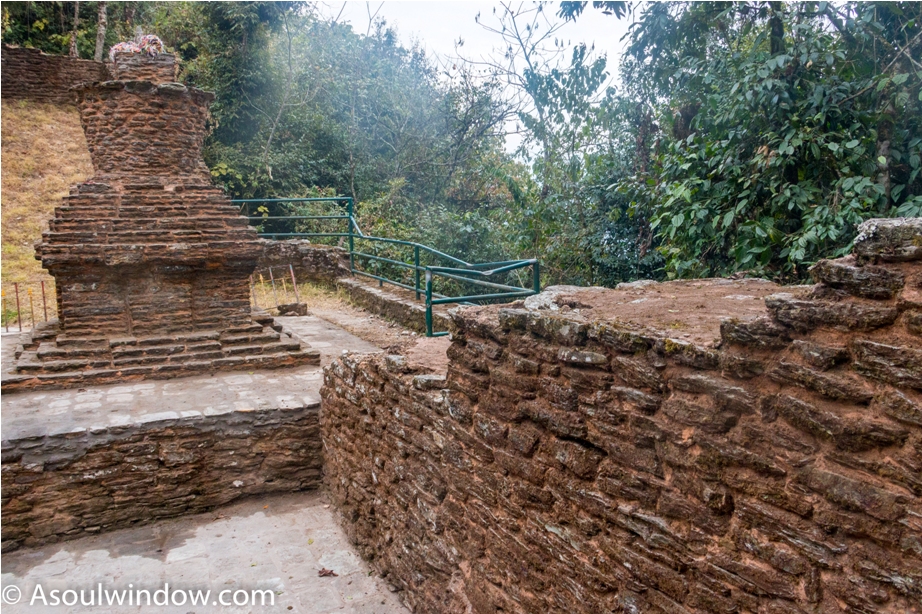 Ancient Buddhist Stupa at the entrance.  Rabdentse ruin site Pelling West Sikkim 