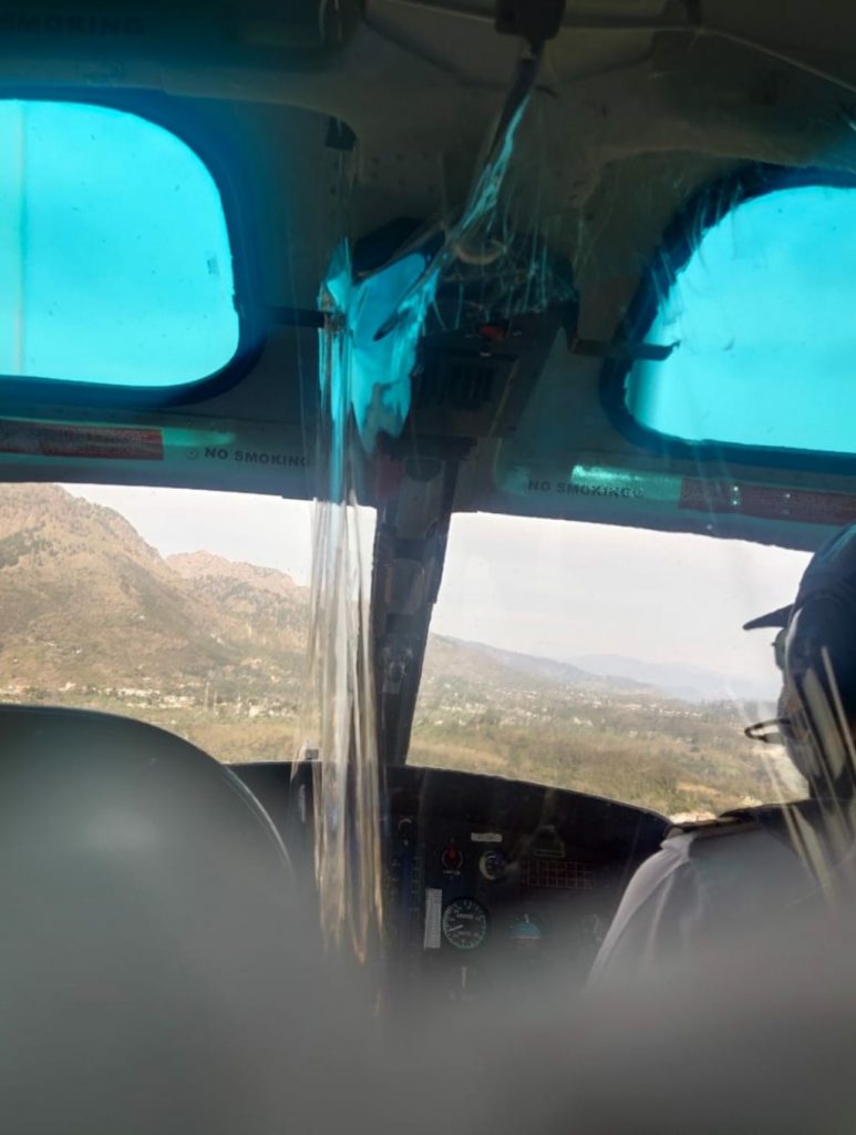Inside the Helicopter with Pilot. Helicopter booking of Vaishno Devi from Katra in Jammu and Kashmir.