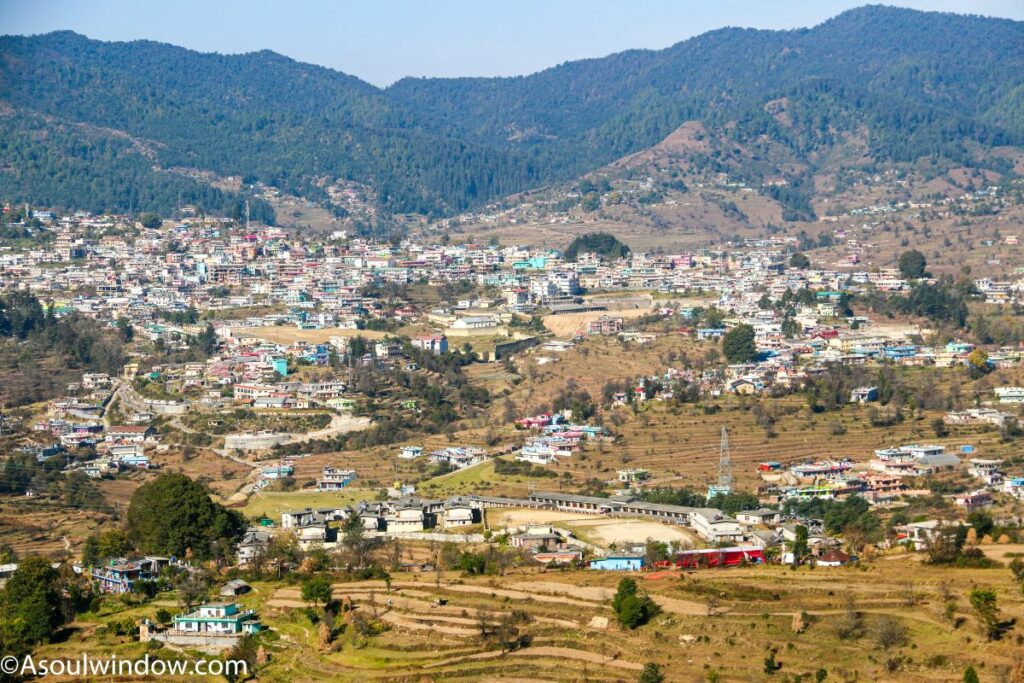 Bird's eye view of Champawat Town, Uttarakhand 