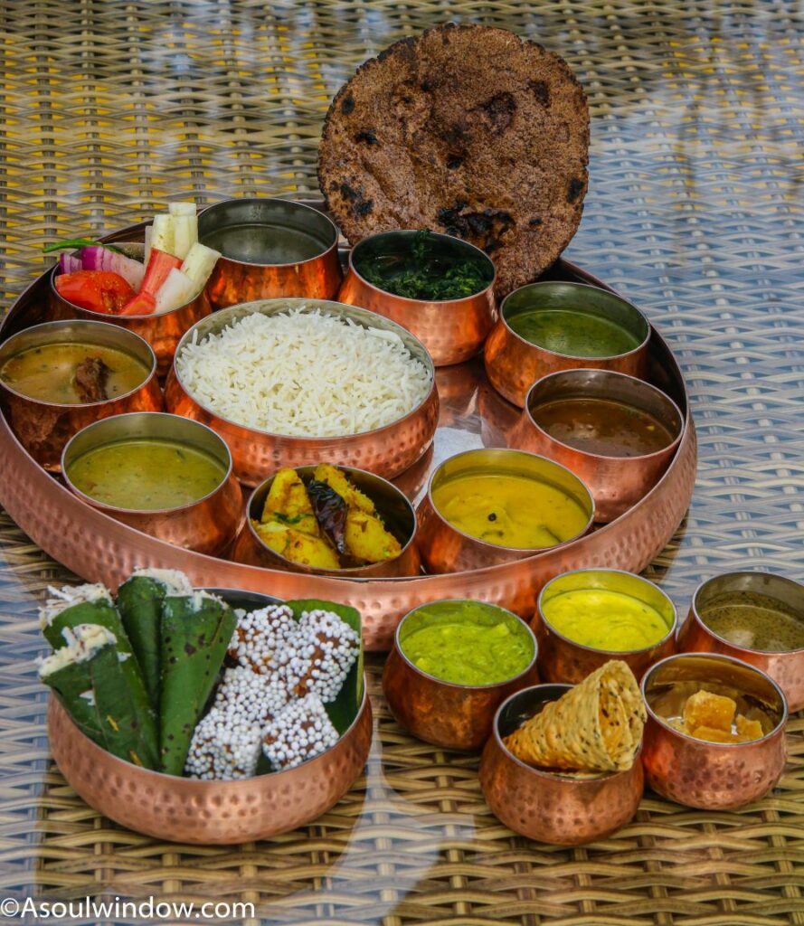 vegetarian Kumauni Thali at Aahana Resort
