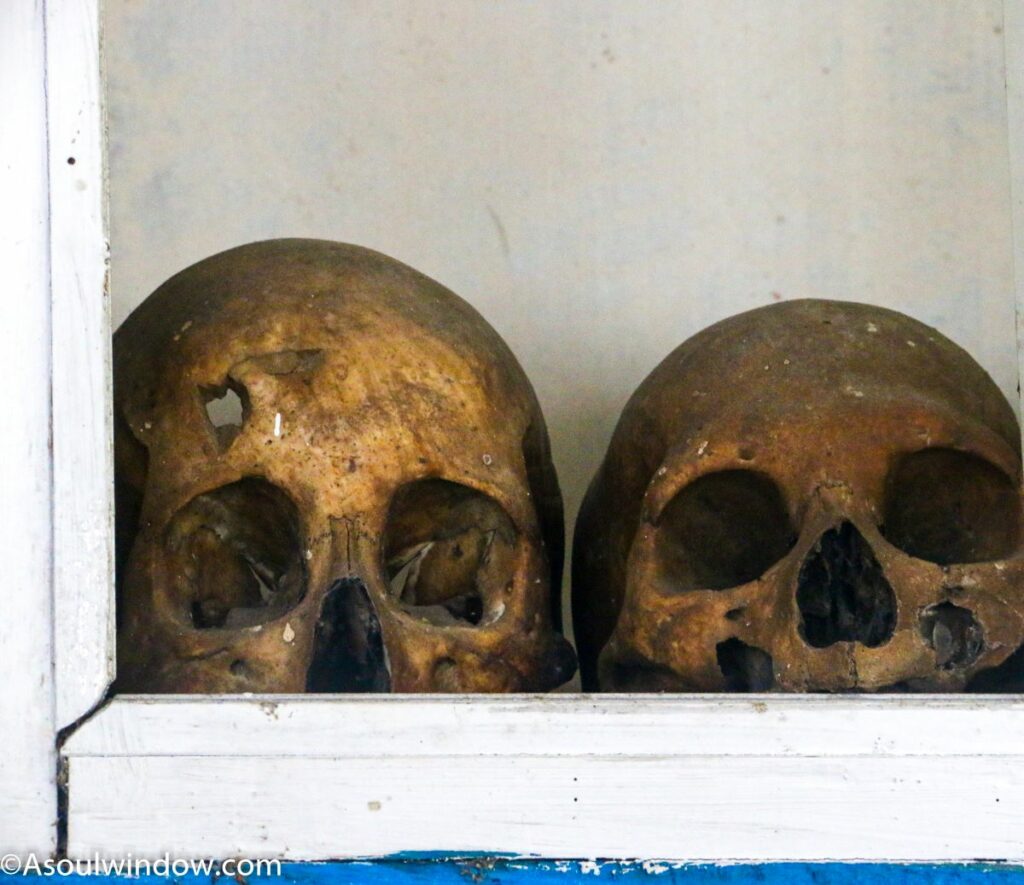 Human Skulls won during headhunting by Noctes in a morung of Kheti Village near Khonsa, Arunachal Pradesh