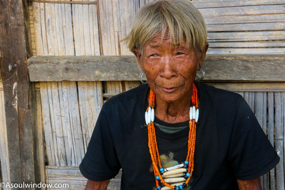 Wancho tribe woman in the house of King of Nyinu or Ninu Village. Arunachal Pradesh