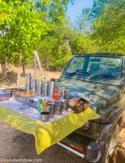 jeep breakfast Pugdundee Safaris and Pench Tree Lodge in Alikatta center Point of Pench National Park