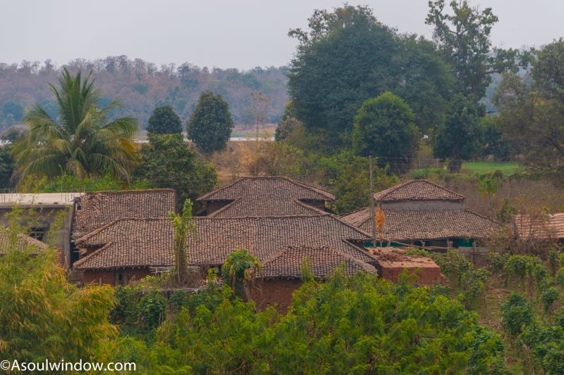 Tribal homes. Pachdhar Gond village near Turia gate of Pench National Park