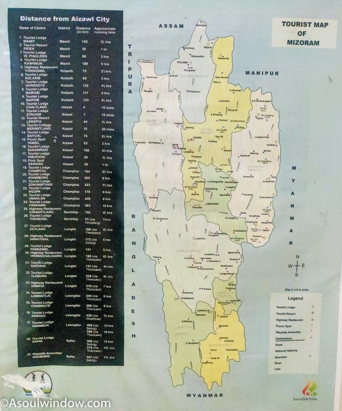 map of Mizoram. map of Champhai. Distances from Champhai
