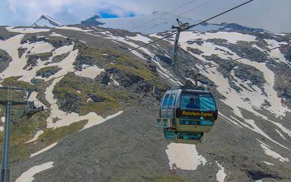 Cable Car ride  Matterhorn Glacier Paradise Zermatt Switzerland Europe