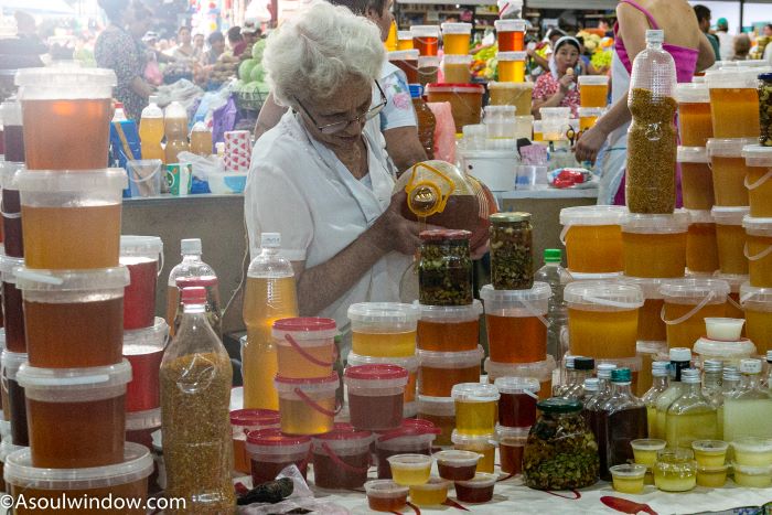 honey seller Qyrgy Bazar Green Market Shymkent Kazakhstan Central Asia